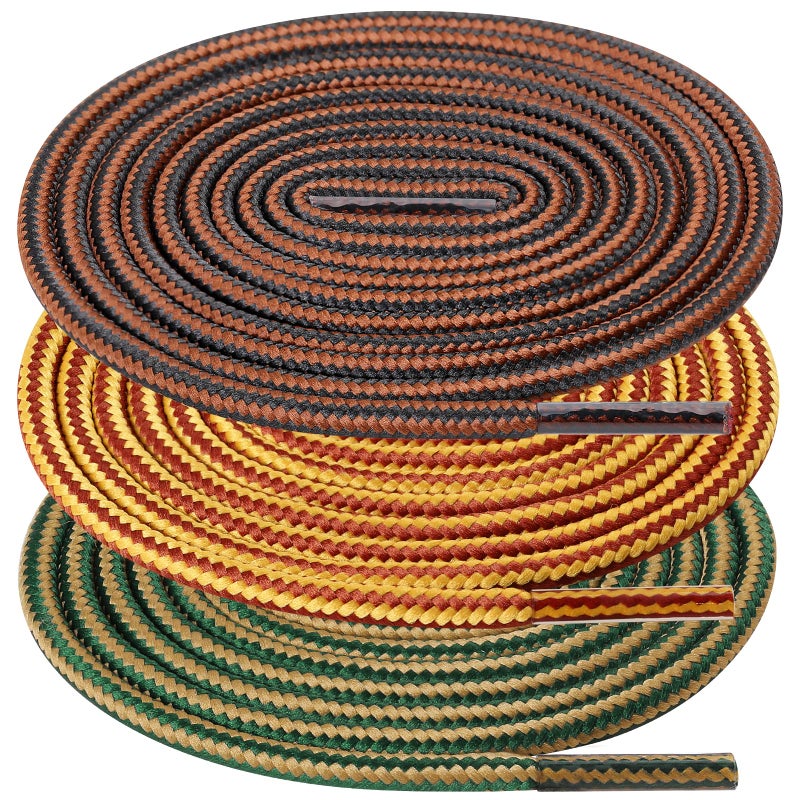 UpUGo 3 Pair Boot Shoe Laces, Round Shoelaces for Athletic Running Hiking Sneakers Shoes Boot - Image 1